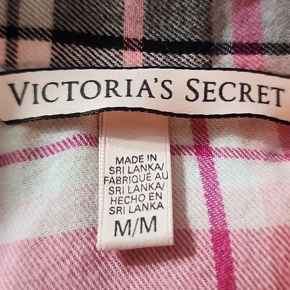 Victorias Secret‎ Pink Plaid Cotton Modal Sleep Shirt Nightgown Womens Medium